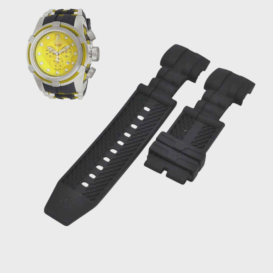 JT 14431 26mm Black Rubber Watch Strap – Sport Replacement Wristwatch ...