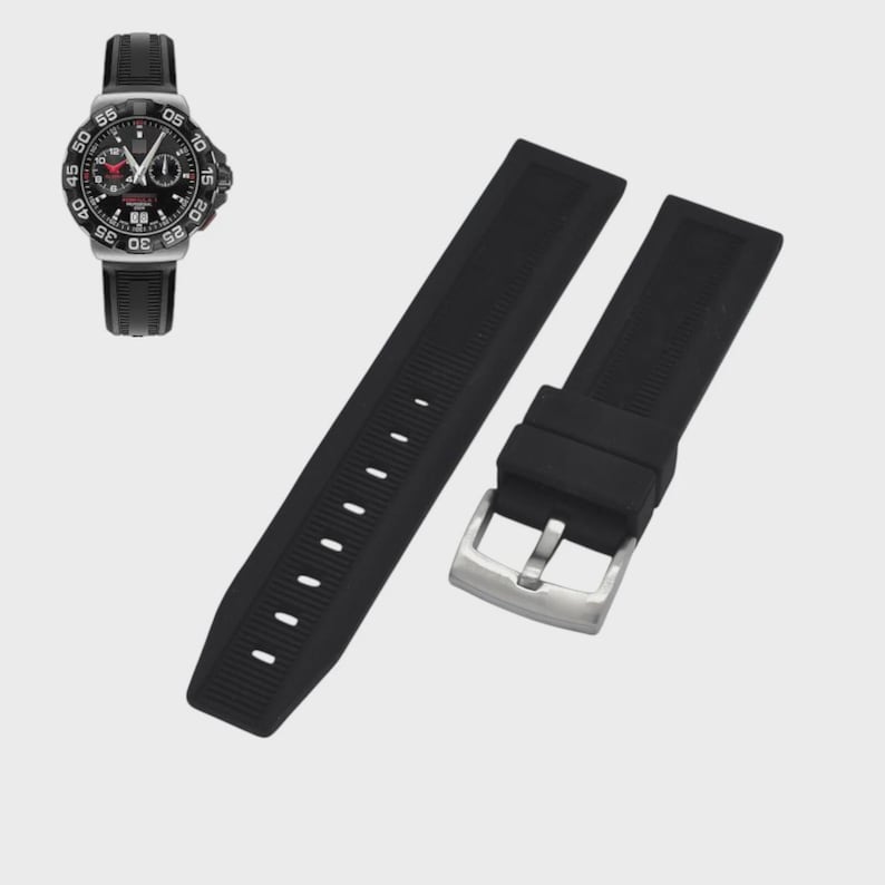 Correa de reloj de caucho negro de 20 mm para Fórmula 1 BT0714 WAH111A. imagen 1