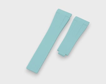 21x16mm Baby Blue Rubber Watch Strap Compatible with Datejust 41 Sky Dweller Daytona Models