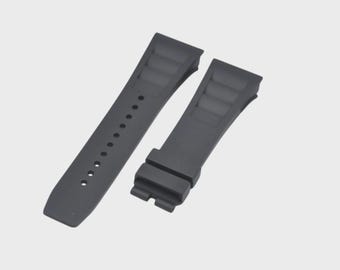 Correa de reloj de caucho negro de 27 mm compatible con RM011, RM030, RM010, RM055 y RM53