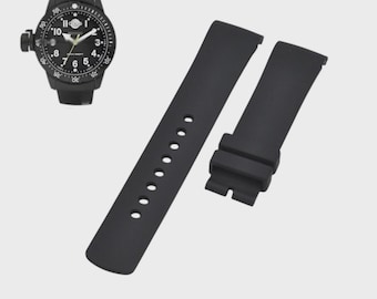 22mm Black Rubber Watch Strap Compatible with A13011G