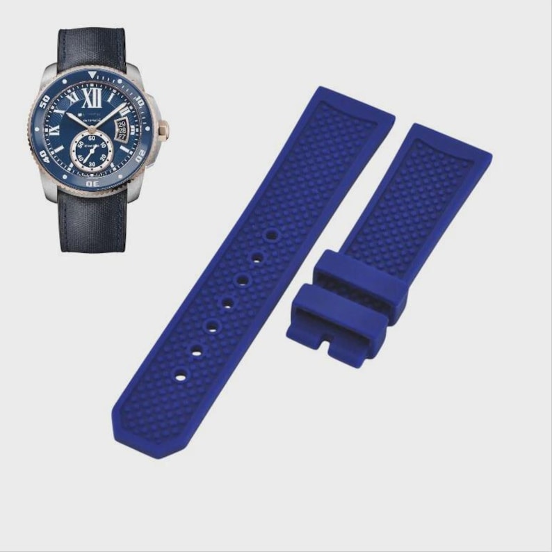 23mm Blue Rubber Strap for Calibre W2CA0008 image 1