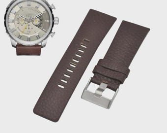 Correa de reloj de cuero marrón DZ4346 de 26 mm – Correa de repuesto para reloj de pulsera