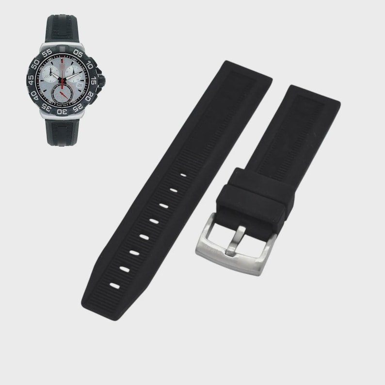 20 mm zwarte rubberen horlogeband voor Formula 1 BT0714 CAH1111 vervangende band afbeelding 1
