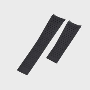 22mm Black Rubber Strap for Carrera FT6020 Watch Band image 2