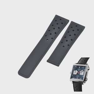 22mm Black Rubber Strap for Monaco CAW211P FC6356 Watch Band image 1