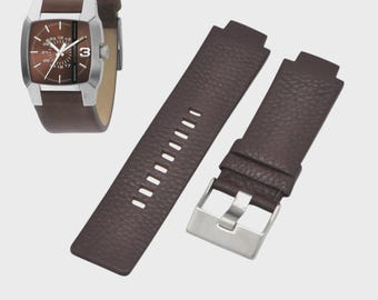 DZ1090 27mm Brown Leather Watch Strap – Replacement Wristwatch Band