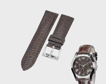 Correa de reloj de cuero marrón de 22 mm compatible con AR0671