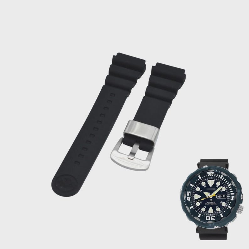 Prospex SRP653 22mm Black Rubber Watch Strap Replacement Band image 1