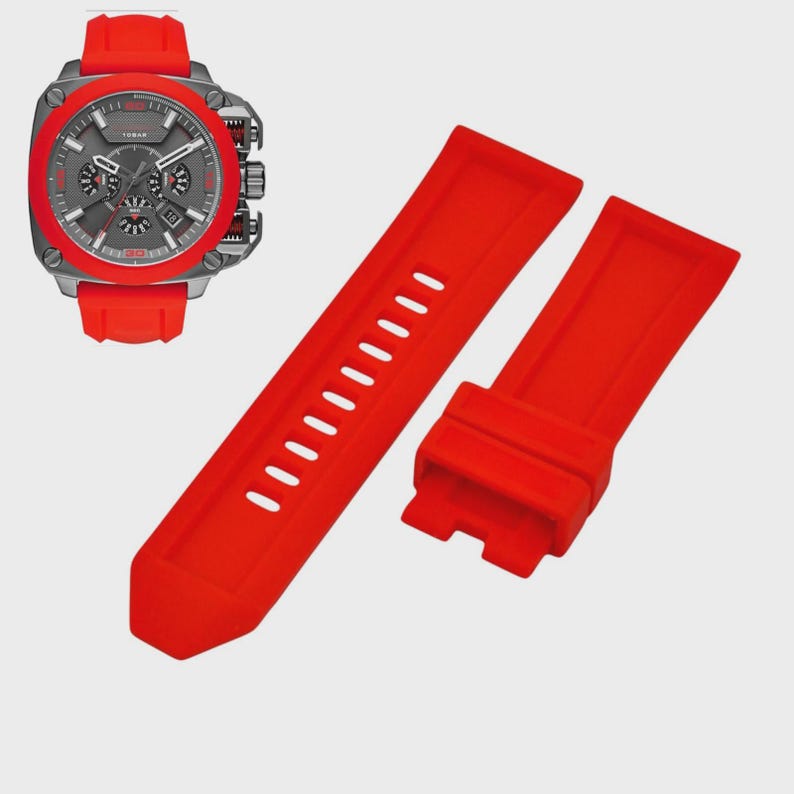 Correa de reloj de caucho rojo Bamf DZ7368 de 26 mm imagen 1