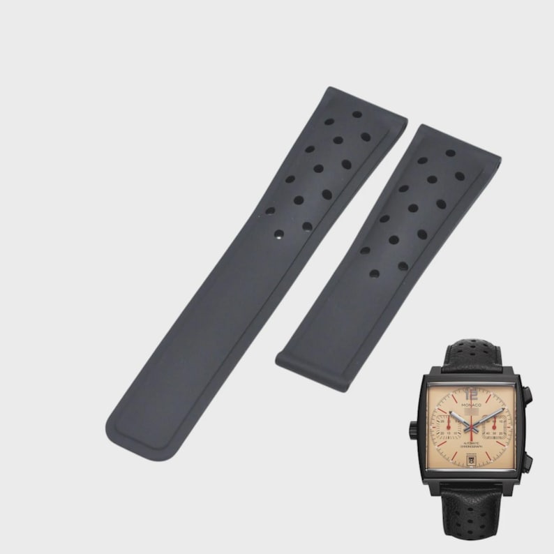 22mm Black Rubber Strap for CAW211U FC6356 Watch Band image 1
