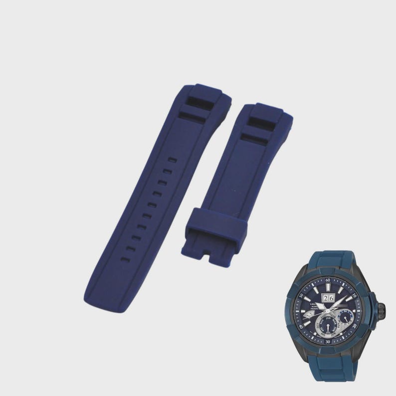 Correa de repuesto para reloj Velatura SNP121P de caucho azul de 22 mm, resistente al agua imagen 1