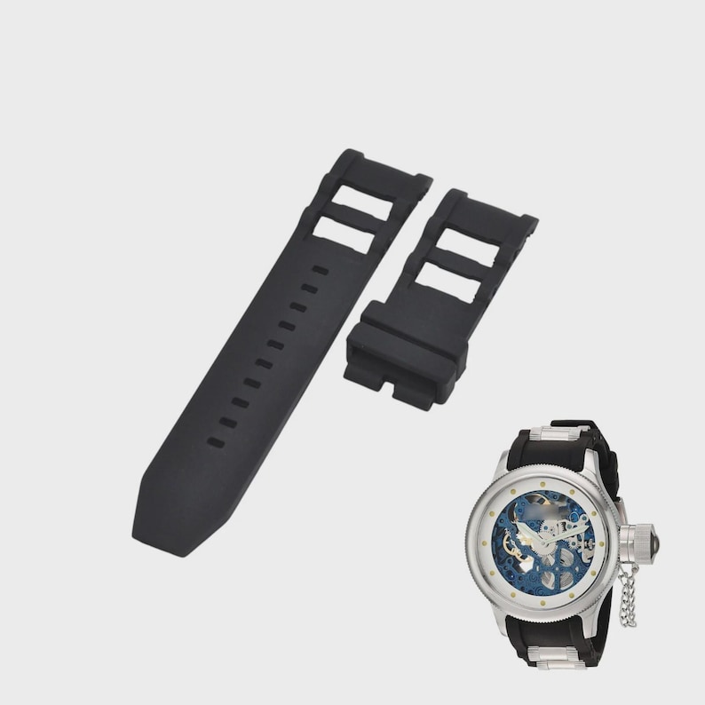 Russian Diver 80116 26mm Black Rubber Watch Strap Replacement image 1