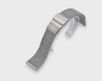 Pulsera de malla de acero inoxidable de 24 mm color plata, compatible con Superocean Heritage.