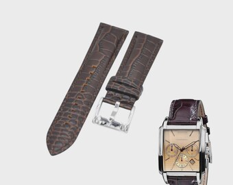 Correa de reloj de cuero marrón de 22 mm compatible con AR0479