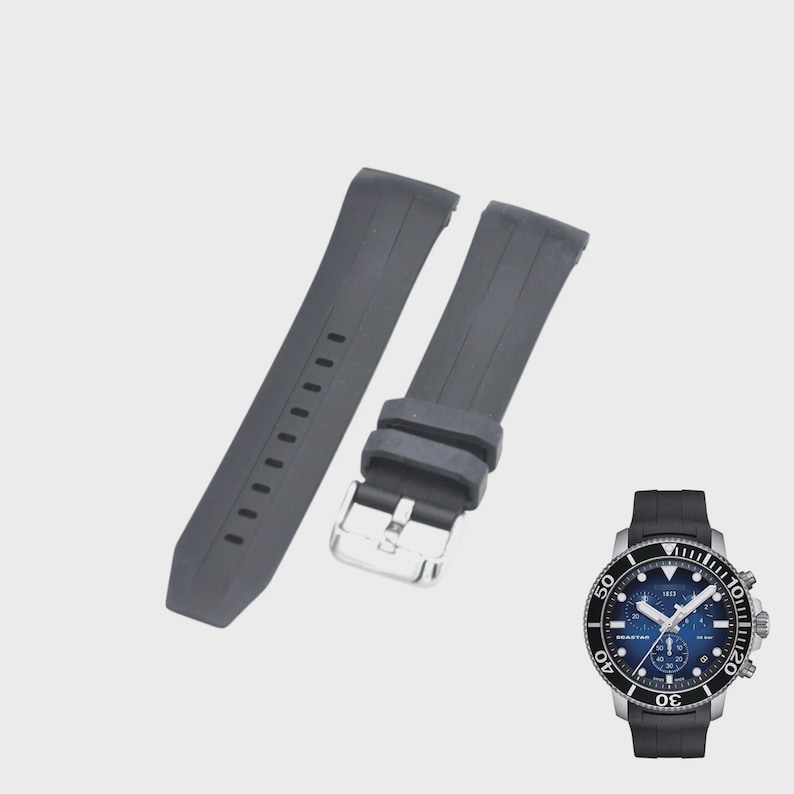 Correa de caucho negra de 22 mm para T1204171704100A T603042599 imagen 1