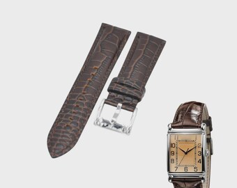 Correa de reloj de cuero marrón de 22 mm compatible con AR0403