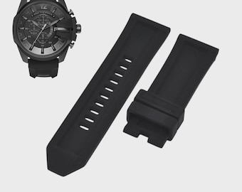 Mega Chief DZ4378 26mm Black Rubber Watch Strap – Sport Replacement Wristwatch Band
