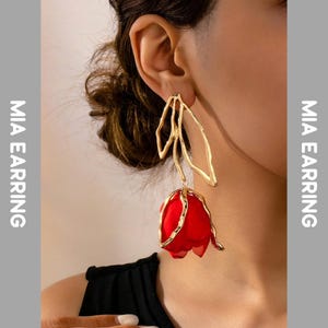 Orecchini Rosa Rossa Statement Eleganti