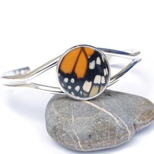 Real Monarch Butterfly Bracelet | Butterfly Wing Silver Cuff Bracelet | Monarch Butterfly Wings Bracelet | Monarch Bracelet | Boho Accessory