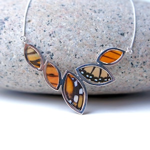 Real Butterfly Wing Sterling Silver Necklace Real Monarch Butterfly Marquis Butterfly Wings Fine Jewelry Real Butterfly Jewelry image 1