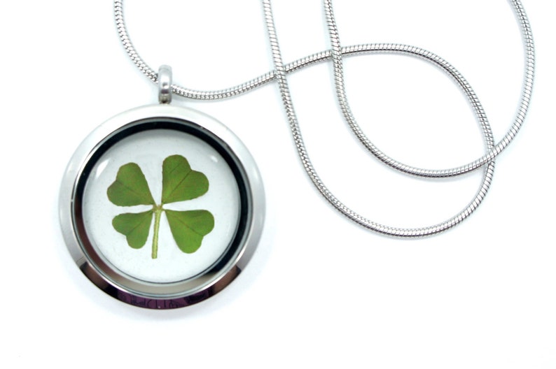 Real Four Leaf Clover Necklace 4 Leaf Clover Pendant Necklace Shamrock Necklace Lucky Four Leaf Clover Real Pressed Flower Necklace image 1