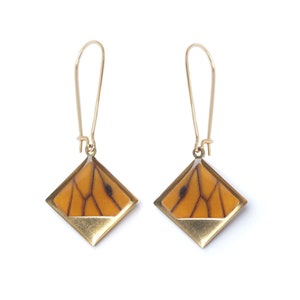 Butterfly Wing Earrings | Real Monarch Butterfly Diamond Dangle Earrings | Butterfly Wings Jewelry | Gold Butterflies Earring Gift For Her