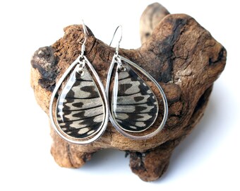 Real Butterfly Wing Sterling Silver Earrings | Rice Paper Butterfly Wings Earrings | Butterfly Jewelry | Butterflies Accessories | Mom Gift