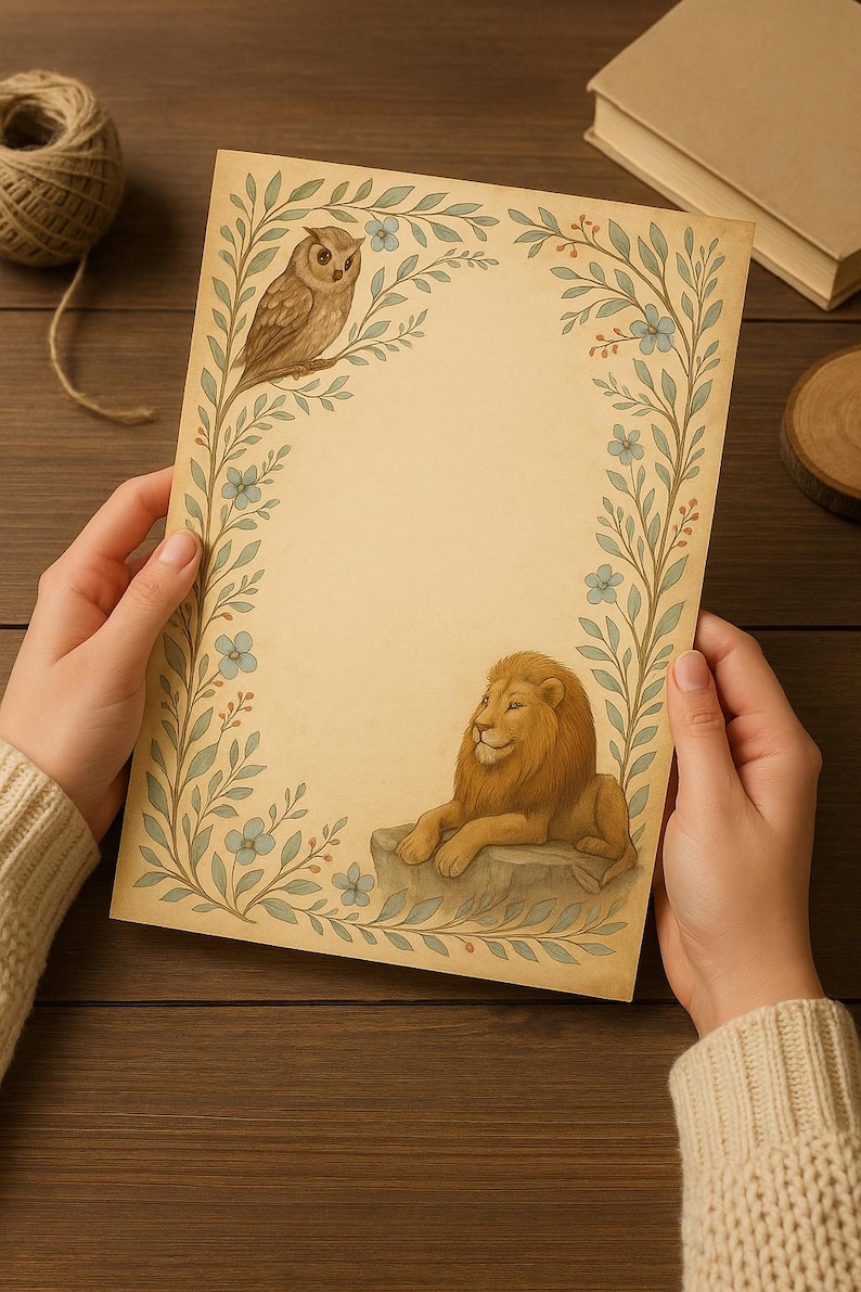 Owl & Lion Writing Page – Printable Letter Paper – A4 Stationery ...