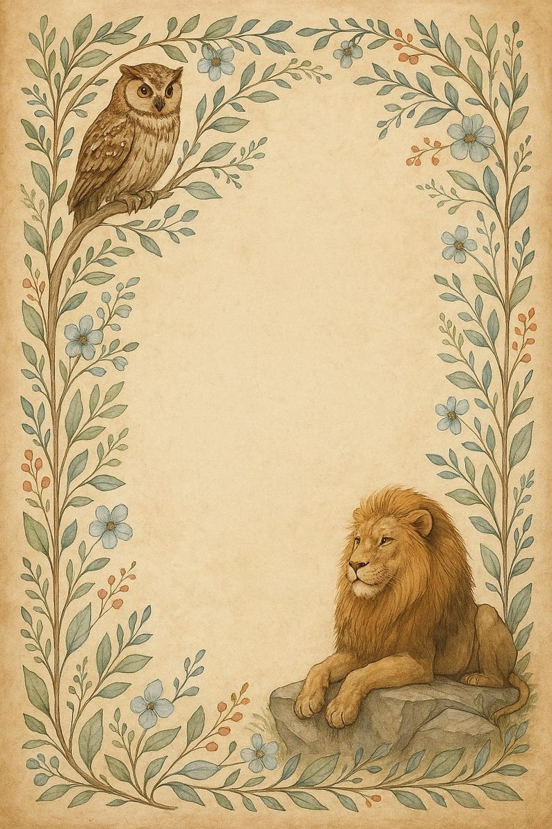 Owl & Lion Writing Page – Printable Letter Paper – A4 Stationery ...