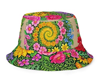 Reversible bucket hat - Floral Fractal