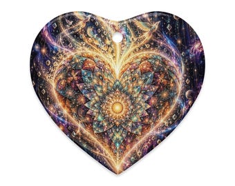 Fractal Heart Ceramic Ornament