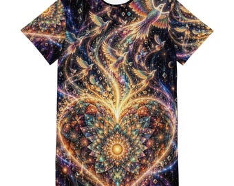 Fractal Heart Flight of Freedom T-shirt Dress