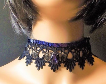 Custom Layered Black Lace Choker Necklace