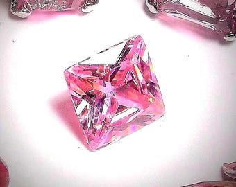 Pink Princess‑Cut CZ Gem • 10mm Square • AAA Vivid Fire Stone