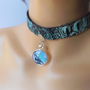 Blue Mens Dragon Choker, Choose one pendant, Necklace, Jewelry