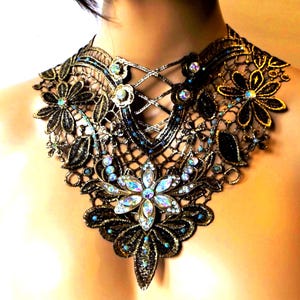 Detachable Rhinestone Choker with Colorful Aqua Aura Crystals