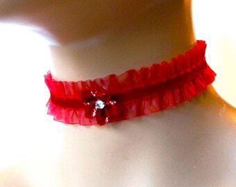 Custom Color Lace Flower Choker – Velvet Ribbon Necklace for Lolita, Gothic, Victorian Fashion
