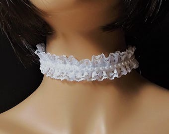 Custom White Lace Lolita Choker, Necklace, Collar