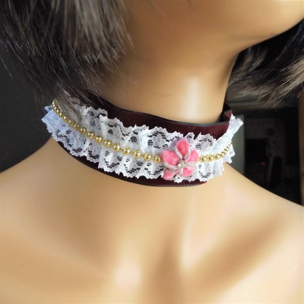 Custom Layered Velvet & Lace Choker Necklace, Fabric Collar