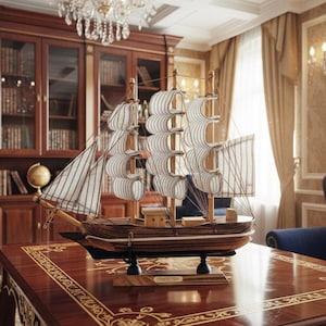 Handgefertigtes Segelboot aus Holz / Segelboot / Vintage Dekoration / Segelboot / Schreibtischschmuck