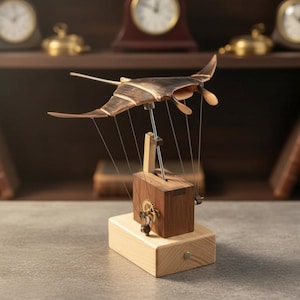 Flying Manta Ray Automatons / Kinetic Wooden Sculpture / Mechanical Manta Ray / Wooden Art / Home Decor