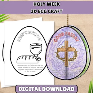 Stilla veckans pyssel, 3D påskägg, klipp- och klistrapyssel för barn, Stilla veckan för barn, fastan för barn, katolsk kristen barnfasta, triduum
