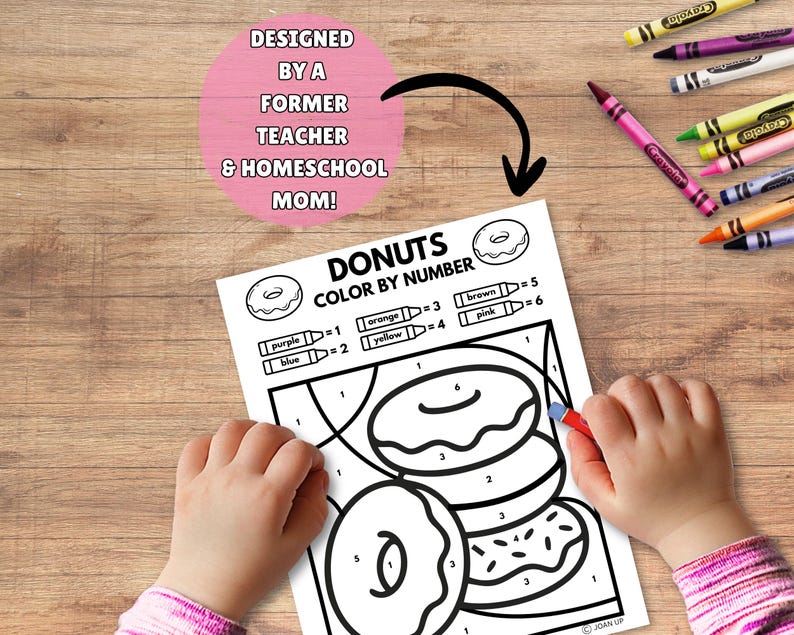 Donut Coloring Pages, Color by Number, Donut Printable Activity, Donut ...