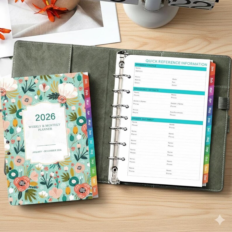 2026 Planner Refills - 7 Punched Holes 2026 Weekly Monthly Planner ...