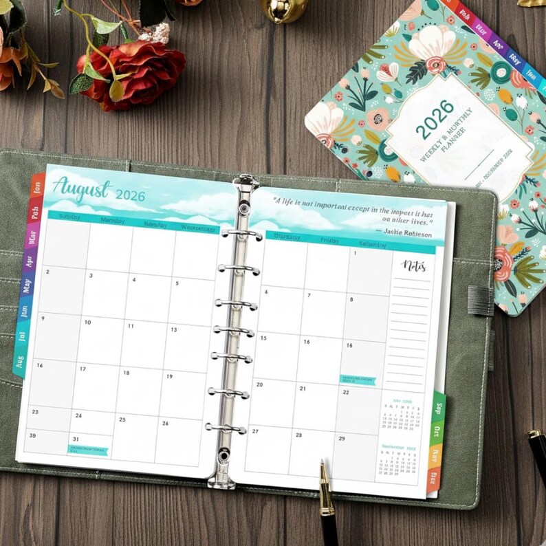 2026 Planner Refills - 7 Punched Holes 2026 Weekly Monthly Planner ...