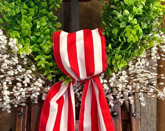 Red and White Stripes or Red and White Polka Dots , 56" Door Decor