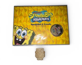 SpongeBob & Friends 2025 COLLECTOR COIN with a yellow calcite SpongeBob crystal carving
