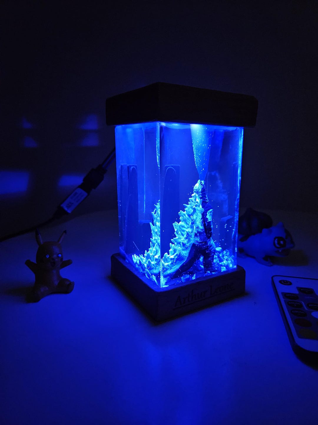 Invincible Lamp Custom Handmade Resin and Wood Lamp, God.zilla Epoxy Lamp, Custom Anime ...