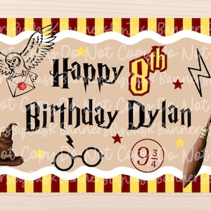 Magical Wizard Birthday Banner | Harry Potter Banner Template | Editable Canva Template | DIGITAL FILE